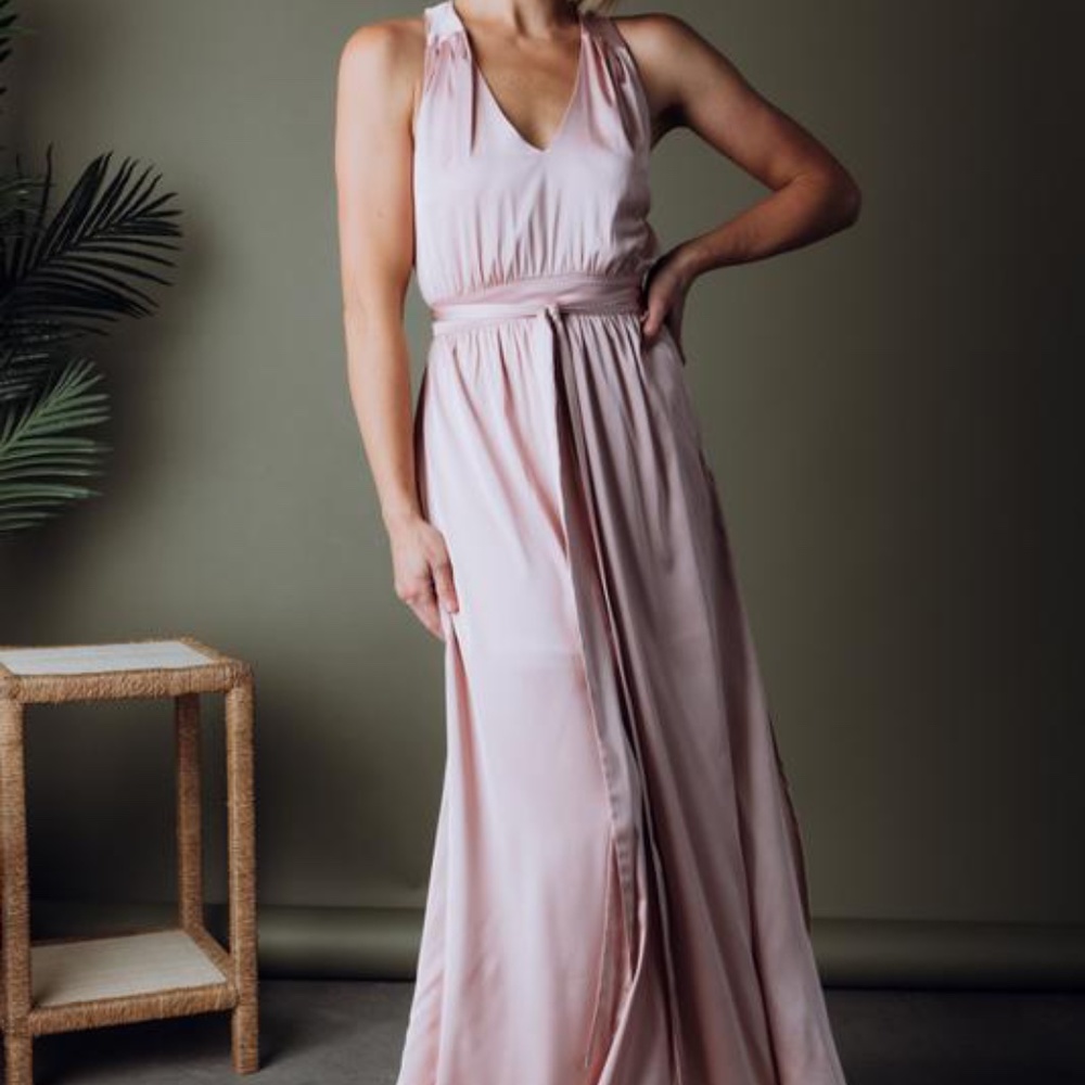 Blush Satin Maxi Dress